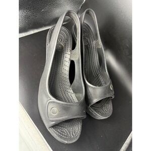 Crocs Women grey  Slingback Wedge Heels Shoes Size 8